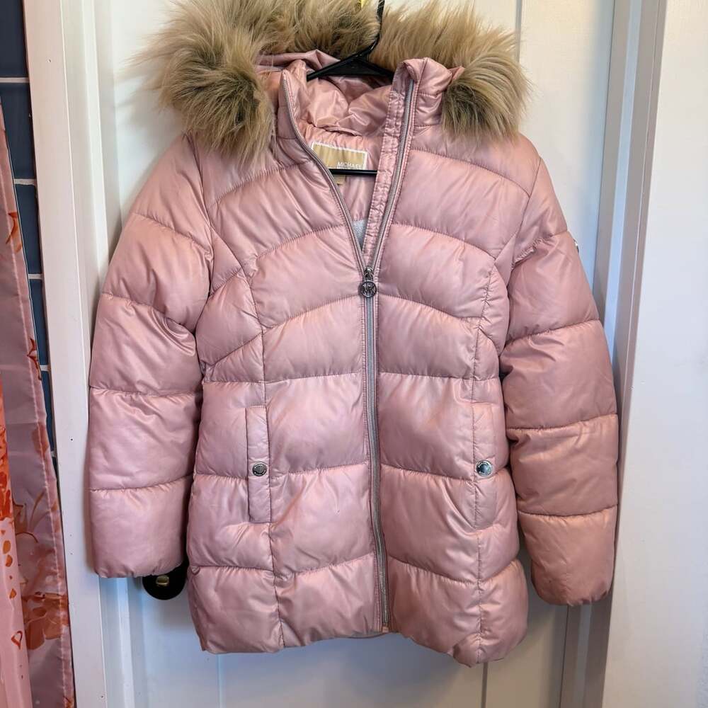 Michael Michael Kors Youth Pink Puffer Coat Jacket Size 10/12